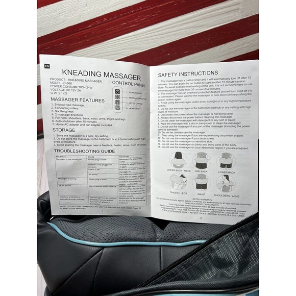 Home & Auto! Shiatsu Back Shoulder & Neck Massager Heat Deep Tissue 3D Kneading - Picture 15 of 15